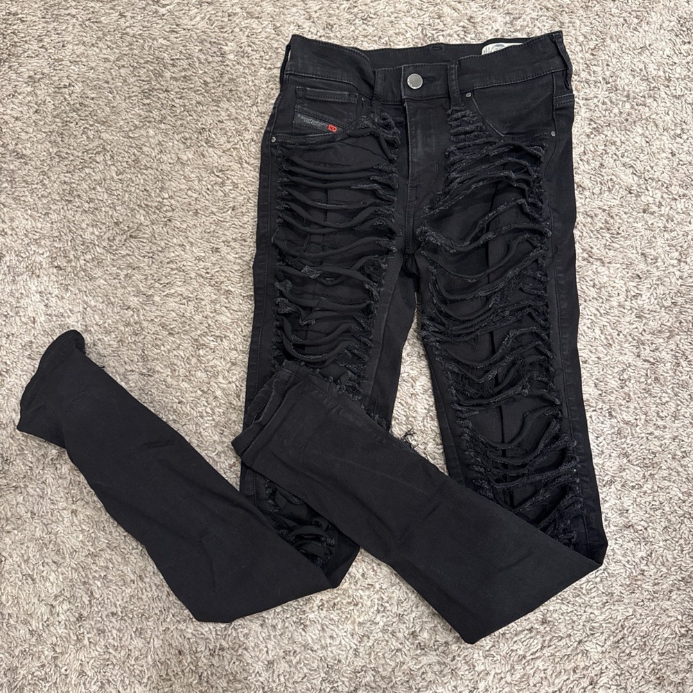 Diesel Black Ripped Skinny Jeans
